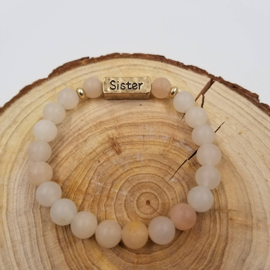SISTER Handmade Natural Stone Beaded Bracelet in warm earthy brown tones
