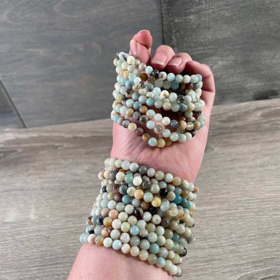 Healing crystal bracelets 6mm round natural gemstone stackable boho coastal jewelry