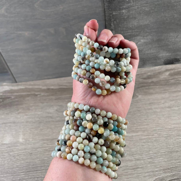 Healing crystal bracelets 6mm round natural gemstone stackable boho coastal jewelry
