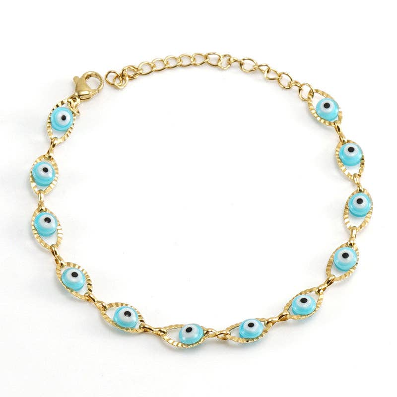 Evil Eye Bracelet 18K gold plated stainless steel boho protection jewelry coastal soul