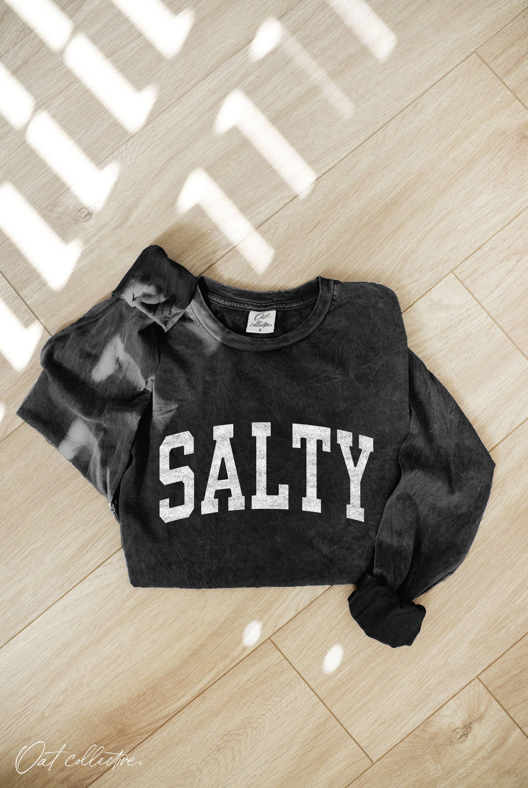SALTY Mineral Washed Long Sleeve Graphic tee with relaxed coastal boho style