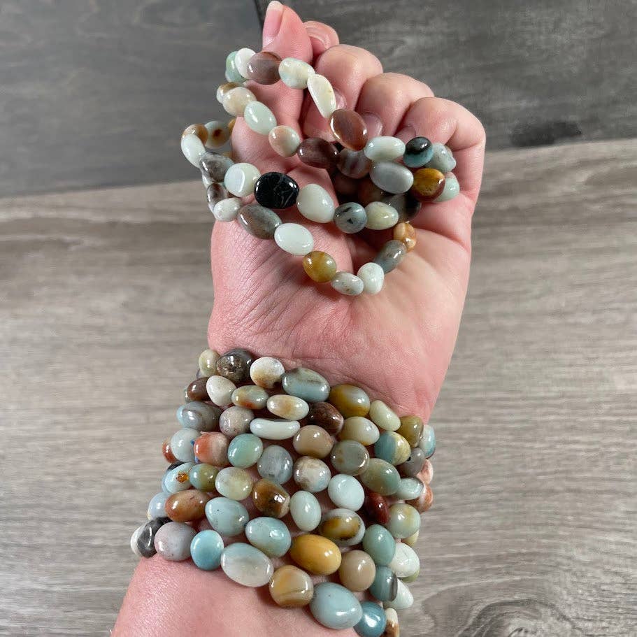 Healing crystal bracelets with natural nugget gemstones for boho spiritual layering