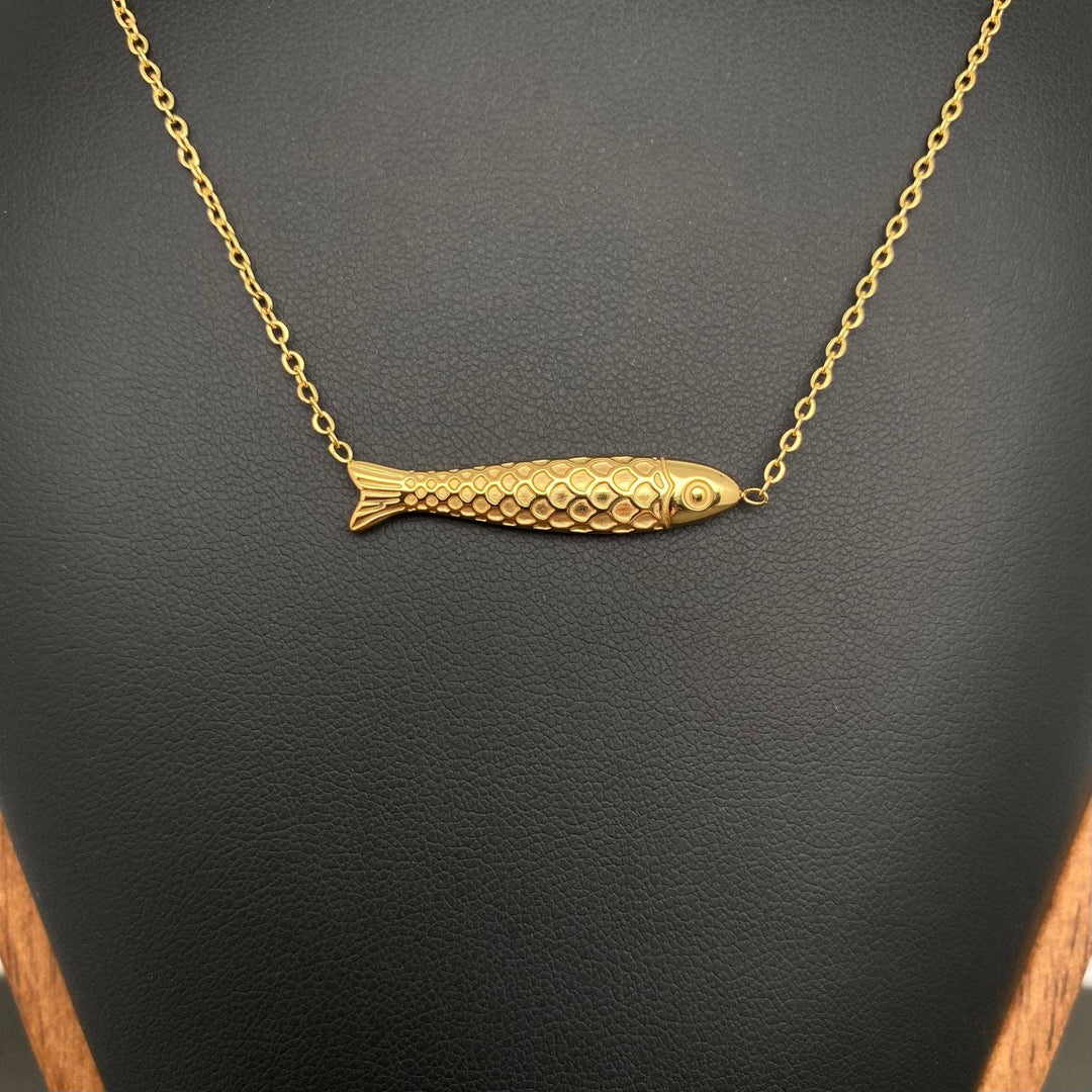 Fish Charm 18K Gold Plated Stainless Steel Necklace