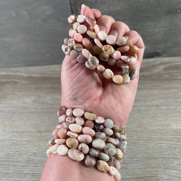 Healing Crystal Bracelets with natural nugget gemstones for boho spiritual layering