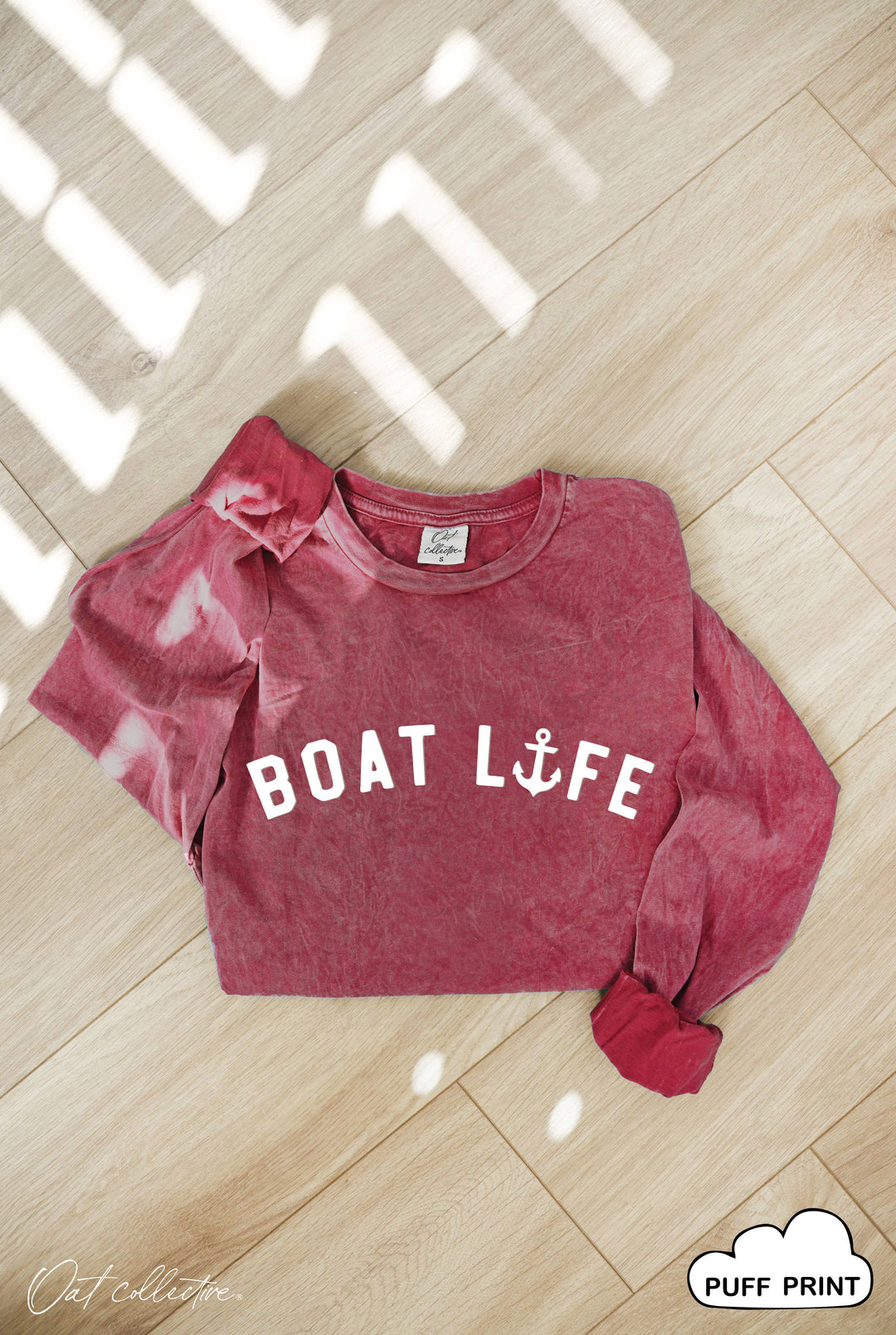 Boat Life Puff Mineral Washed Long Sleeve Graphic Tee boxy coastal style
