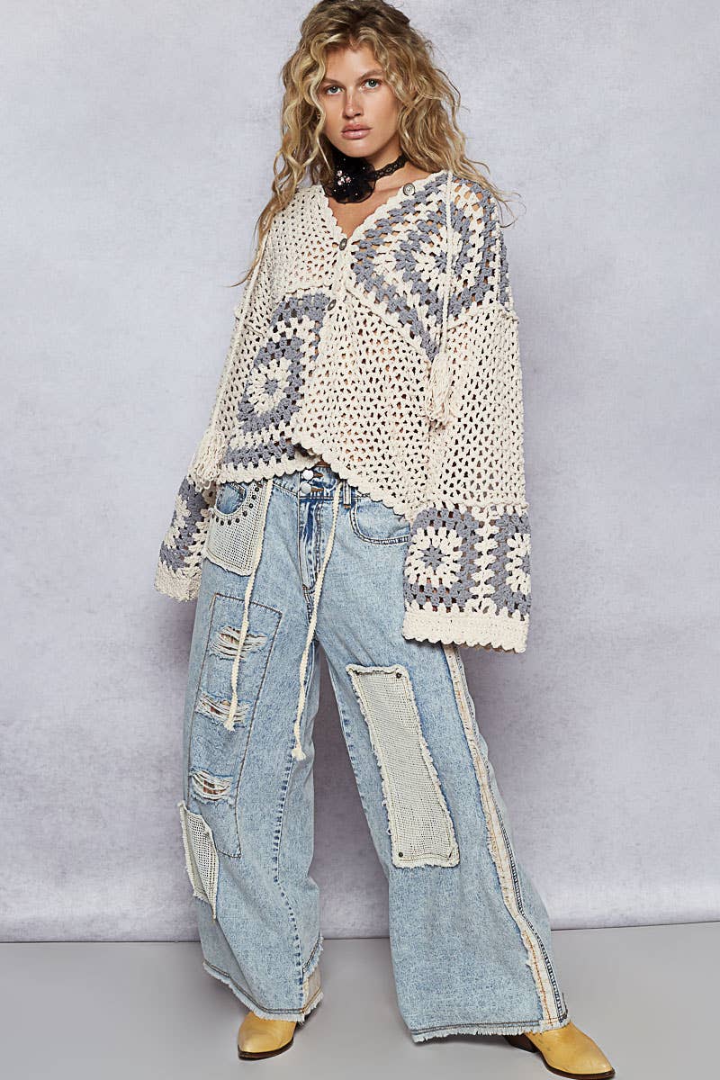 Stud Detail Woven Denim Pants | 2 Varieties