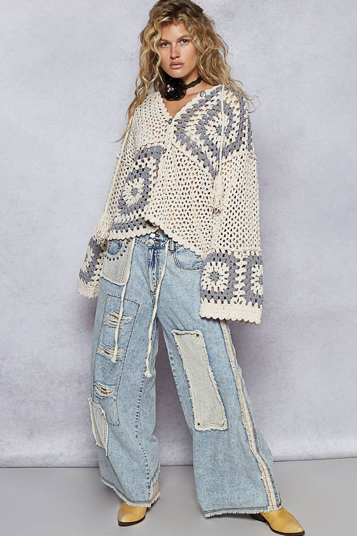 Stud Detail Woven Denim Pants | 2 Varieties