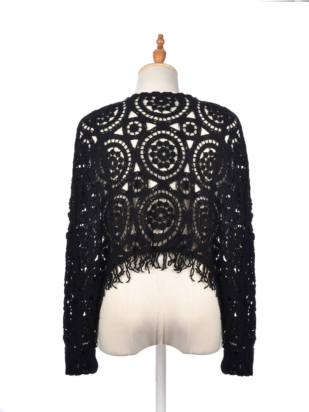 Vintage Hollow Knit Batwing Sweater with open coastal boho flowy style