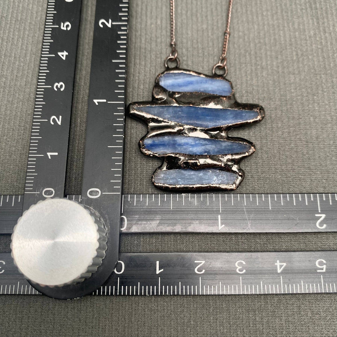 Vintage 4 Kyanite Stone Pendant Necklace