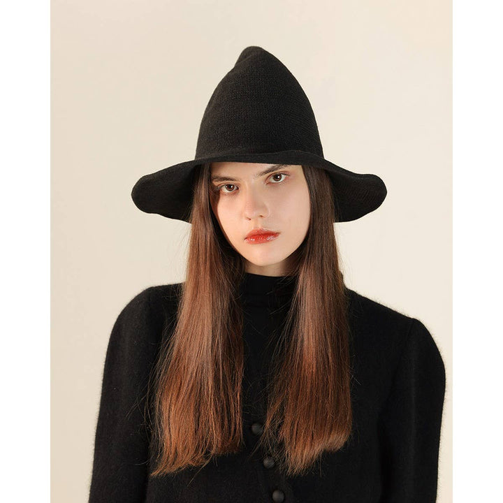 Foldable Knit Witch Hat in cozy boho style for coastal fall festival season