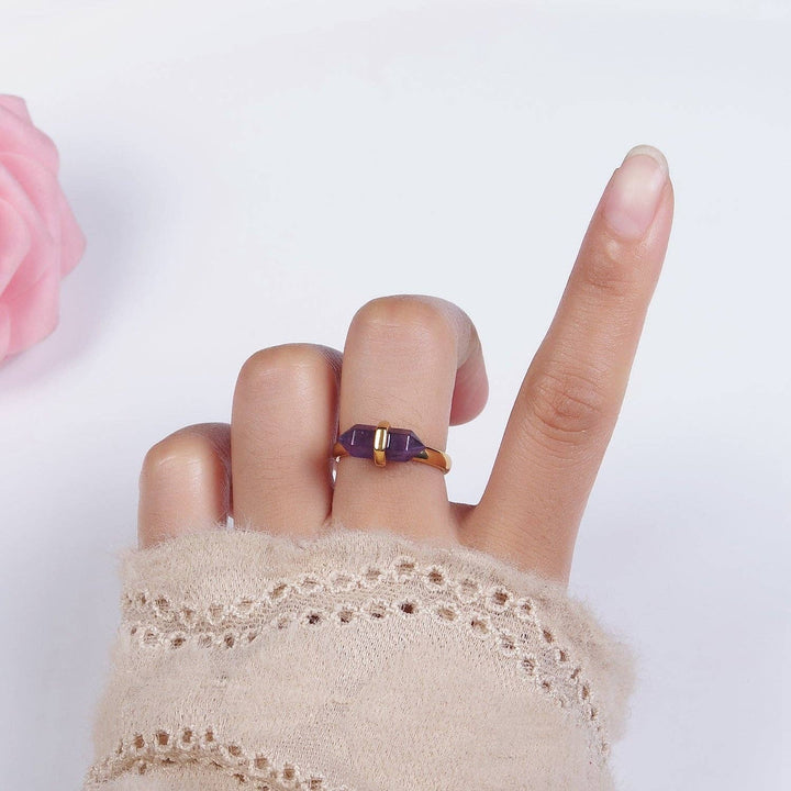 Adjustable Gemstone Wand Ring Gold Filled boho spiritual jewelry for coastal souls