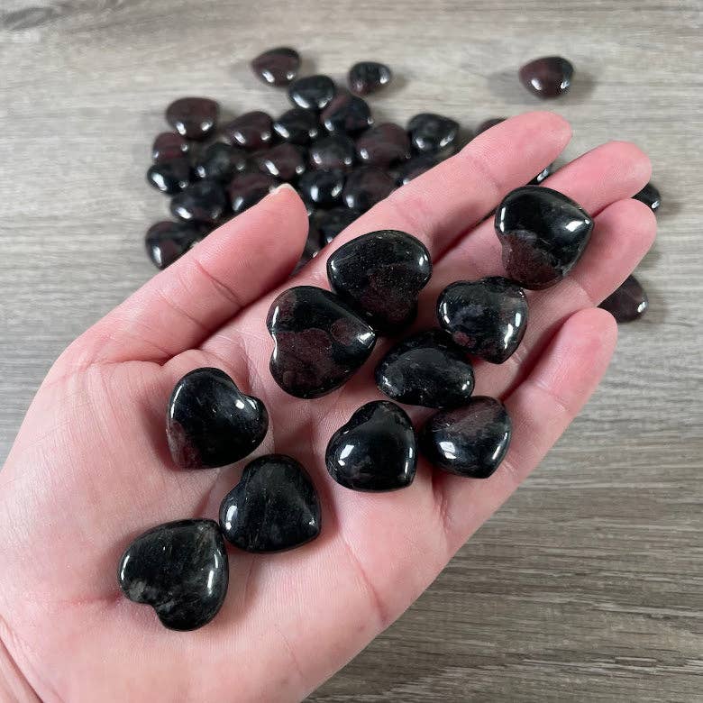 Garnet in Astrophyllite Heart – Small Crystal Hearts