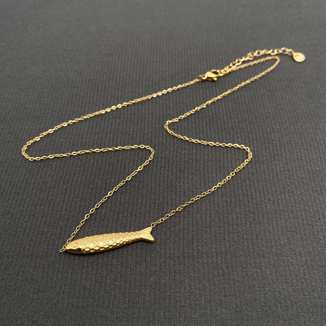 Fish Charm 18K Gold Plated Stainless Steel Necklace