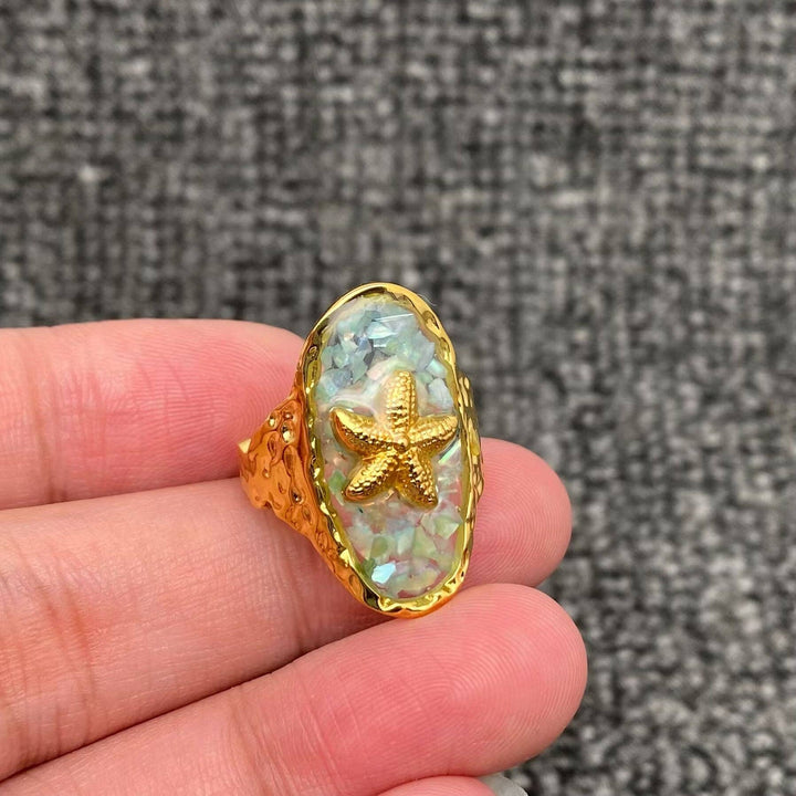 Shattered Shell 18K Gold Plated S.Steel Starfish Ring