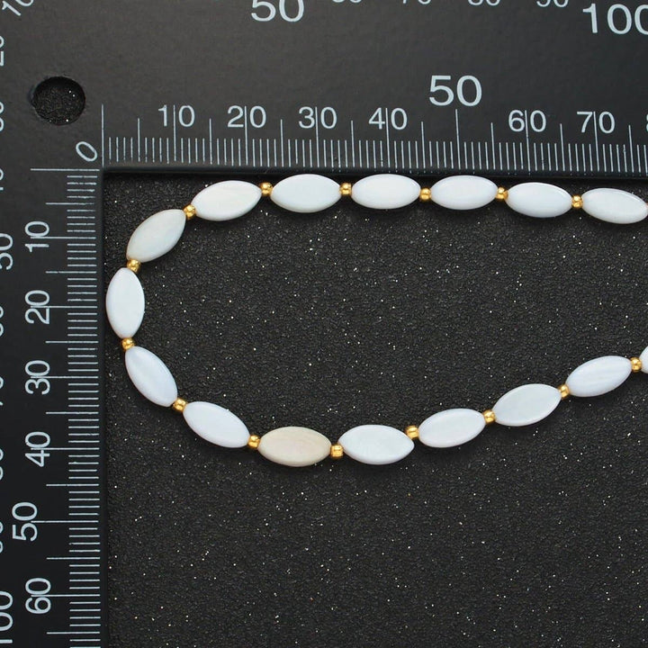 White Jade Beaded Chain Necklace layered boho coastal healing jewelry gold fill