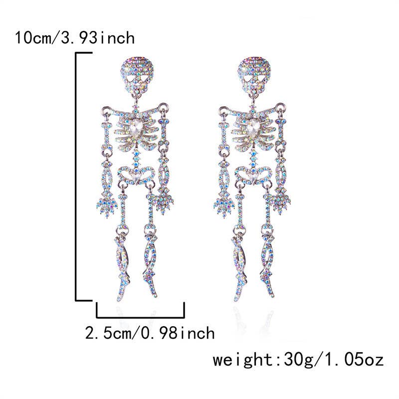 Sparkly Halloween Skeleton Earrings