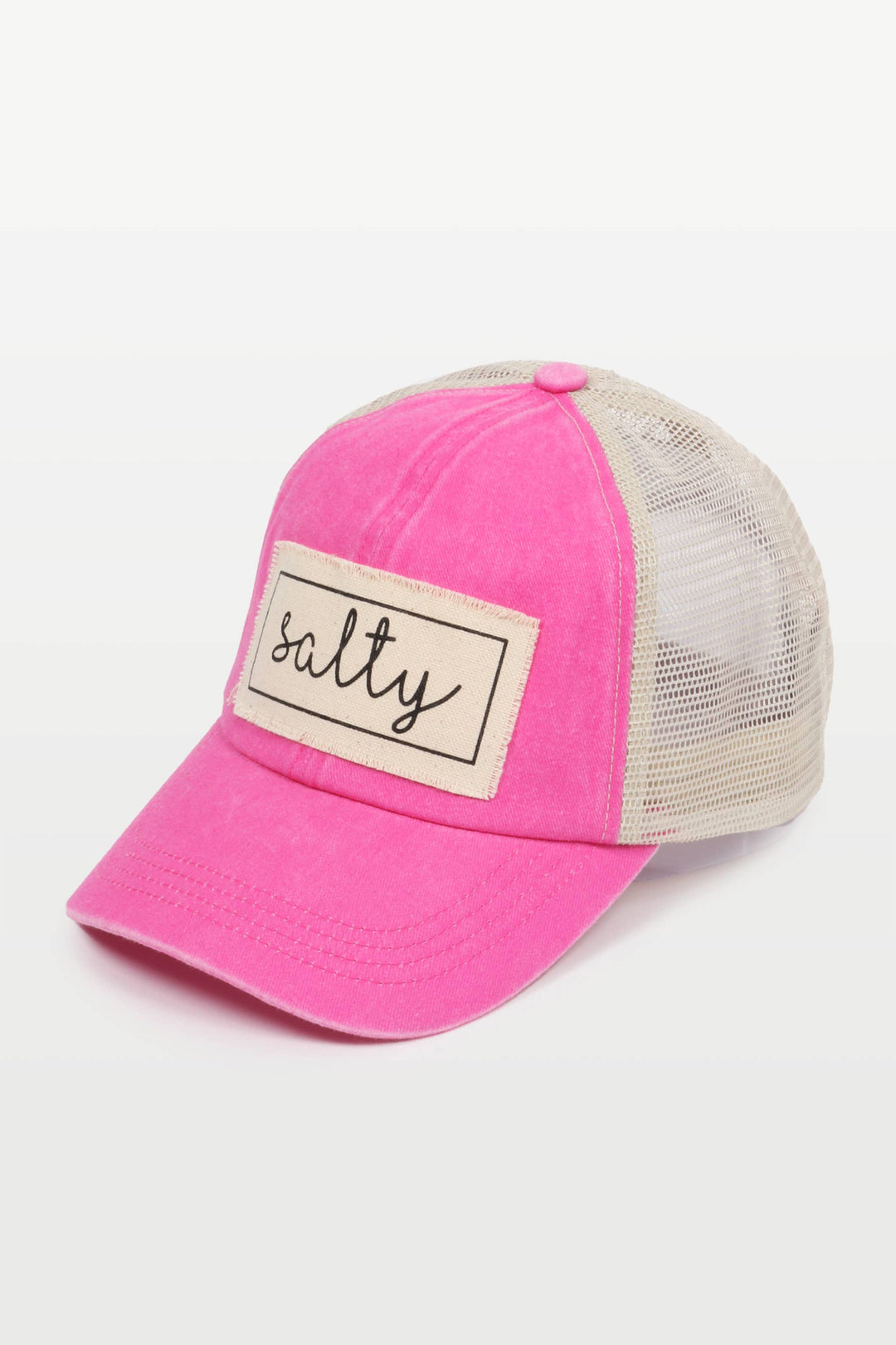 Salty Canvas Patch Mesh Back Baseball Cap for coastal boho beach lovers
