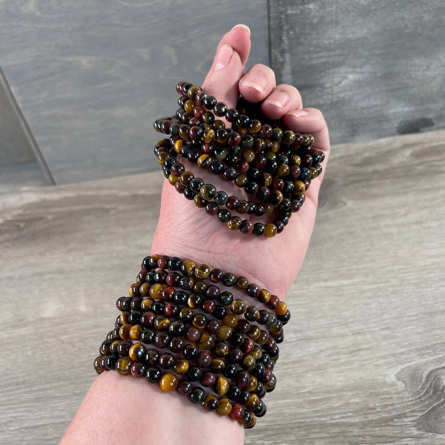 Healing Crystal Bracelets 6mm round natural gemstone stackable stretch boho coastal jewelry