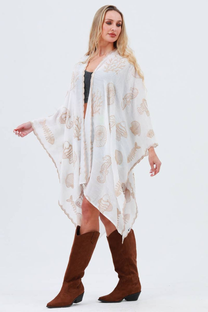 Ocean Embroidered Kimono Cover-Up