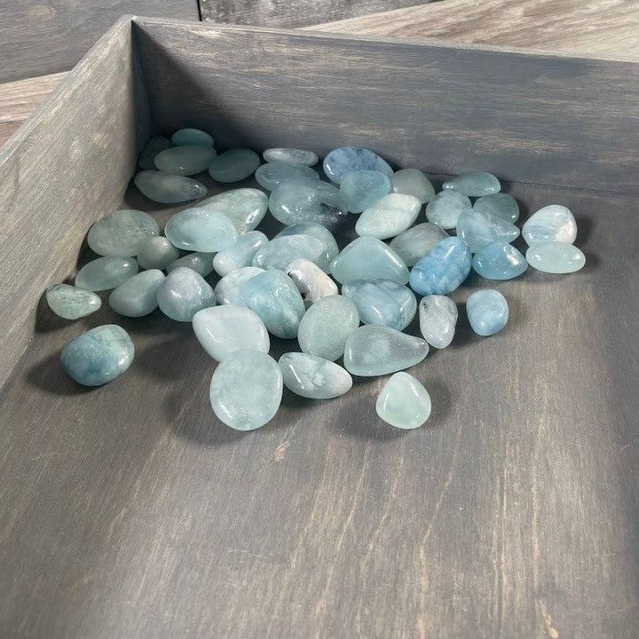 Aquamarine Tumbled Stones in Bulk - Sold by the Pound