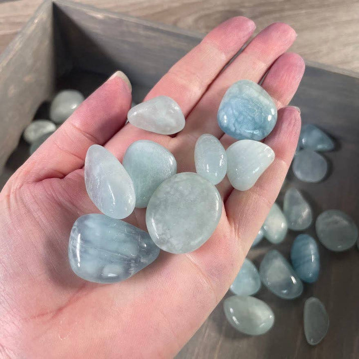 Aquamarine Tumbled Stones in Bulk - Sold by the Pound