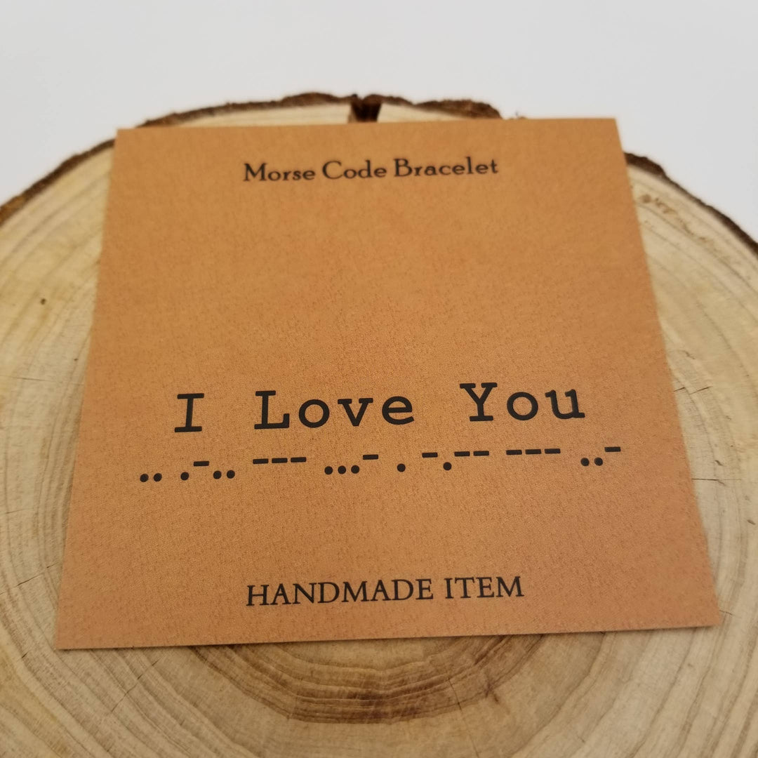 I Love You Morse Code Bracelet in natural stone beads handcrafted meaningful jewelry