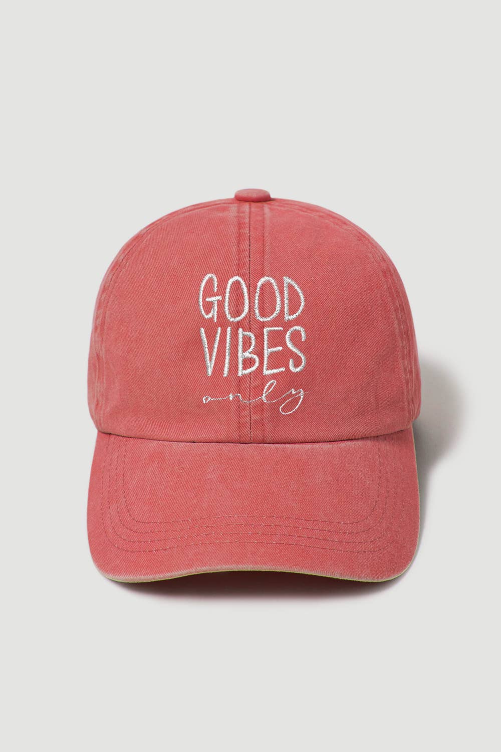Good Vibes Only Baseball Cap embroidered boho coastal cotton adjustable hat