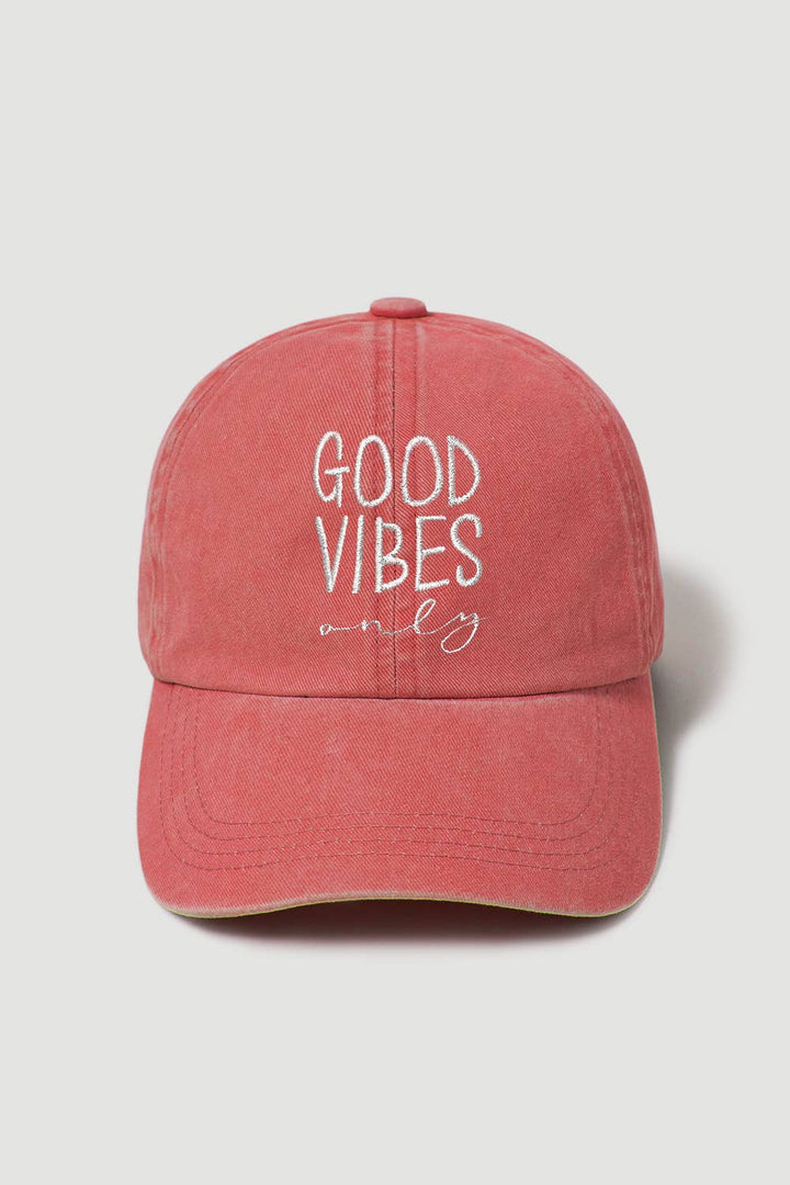 Good Vibes Only Baseball Cap embroidered boho coastal cotton adjustable hat