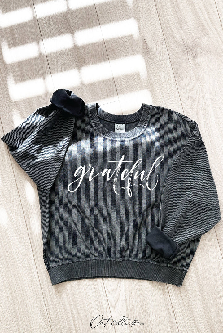 Grateful Cropped Thermal Pullover in mineral wash cotton for cozy coastal style