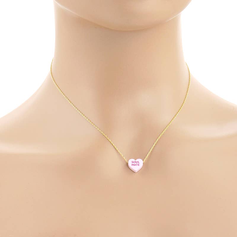 Gold Dipped Heart Candy Necklace glowing with warm coastal bohemian charm