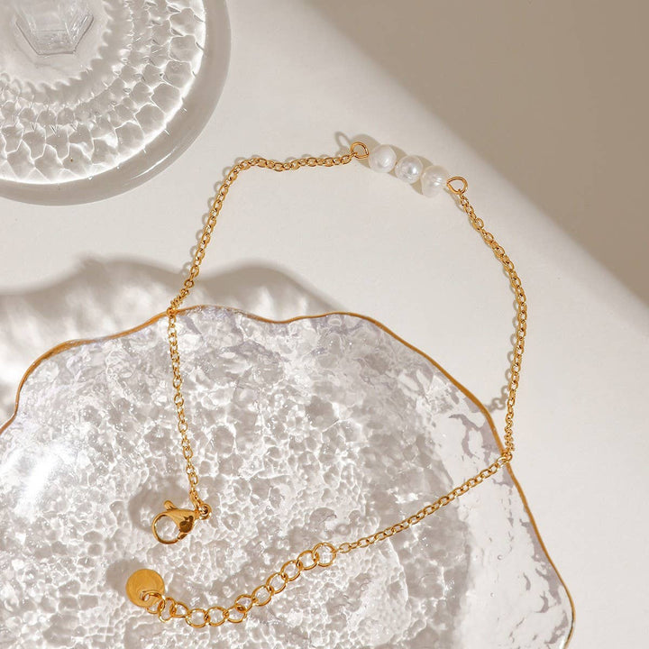 18K Gold Freshwater Pearl Anklet