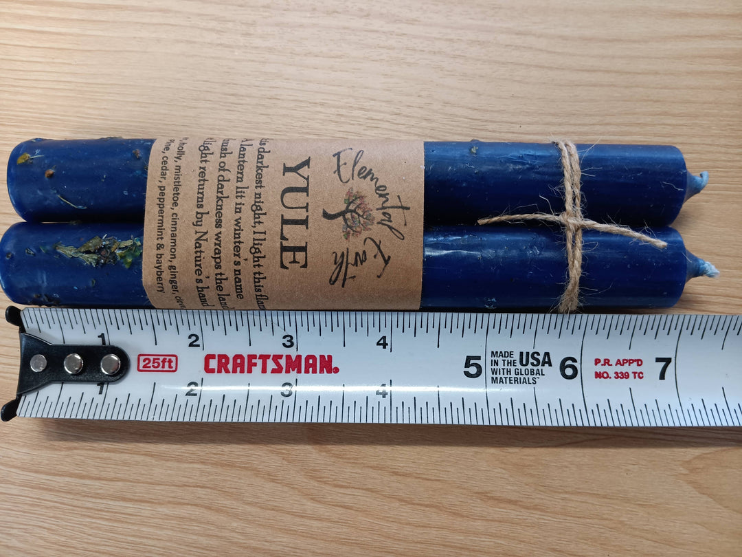 Yule Ritual candles 7 inch Christmas candles two pack for winter solstice ceremony
