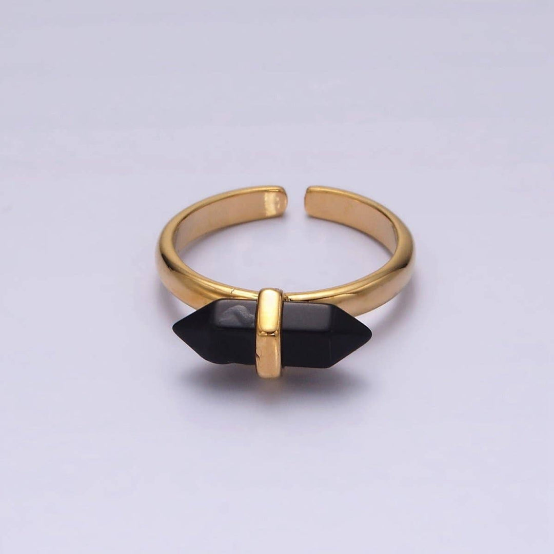 Gemstone Wand Ring 14K Gold Filled with natural healing crystal stone boho style
