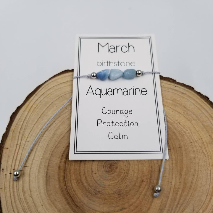 Handmade May Birthday Stone Bracelet with green aventurine natural stones and gift card