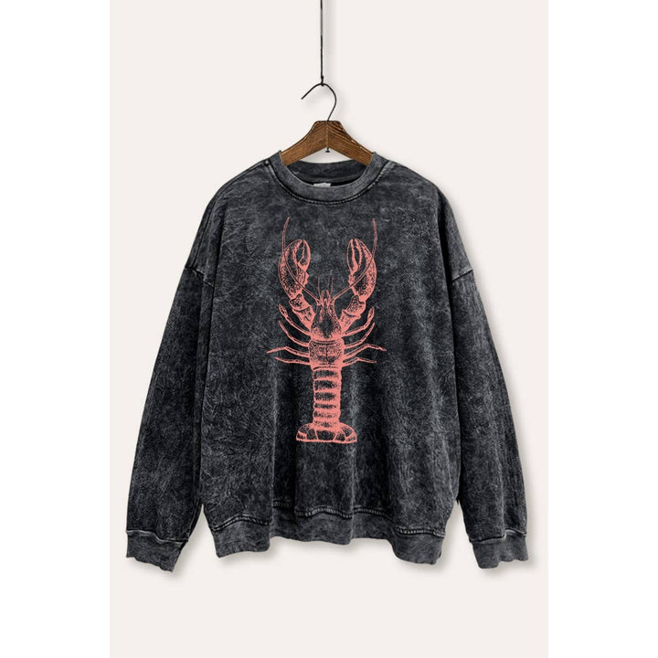Fresh Lobster Coastal Graphic Mineral Wash Sweatshirt