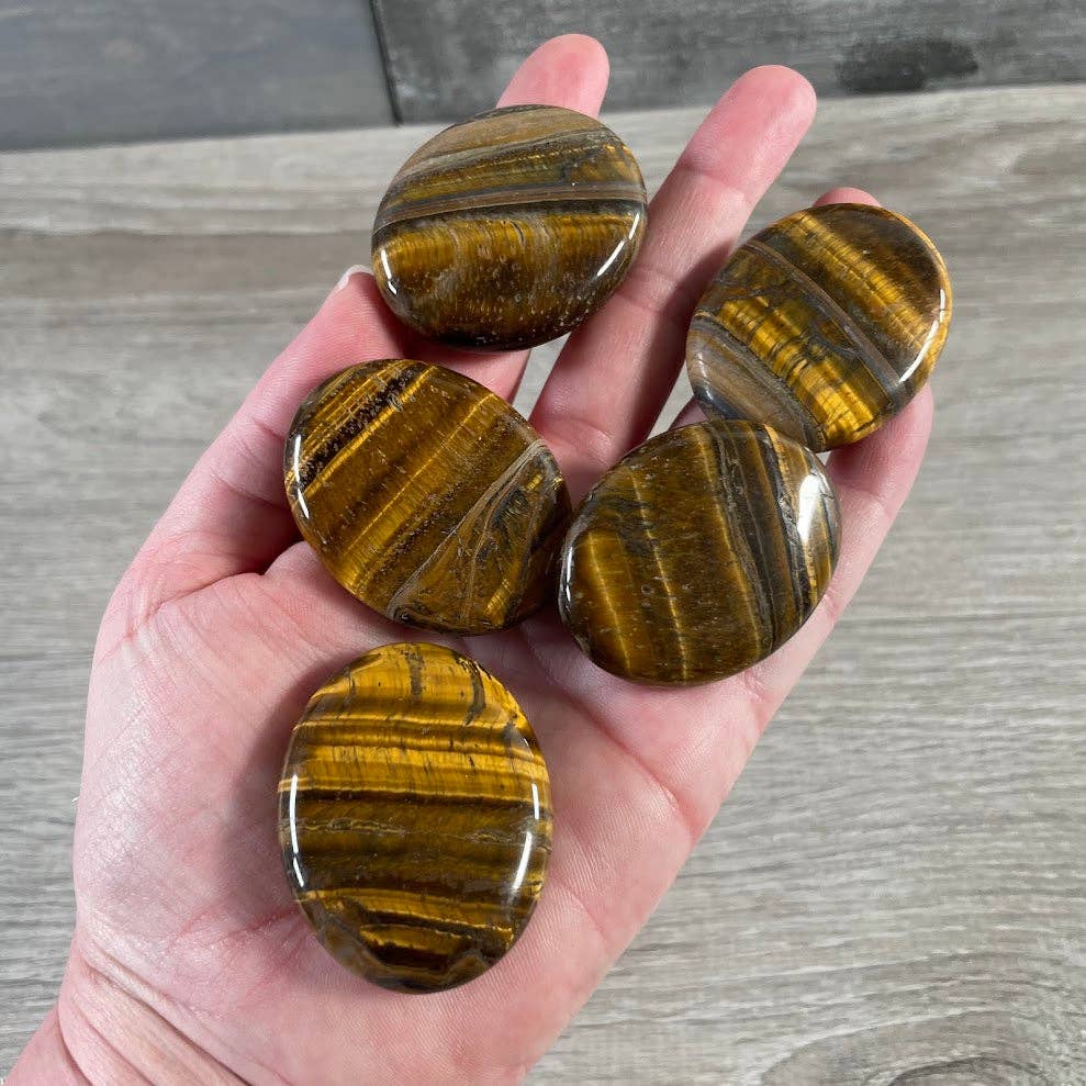 Smooth gemstone palm stones 45mm for grounding meditation and coastal wellness rituals