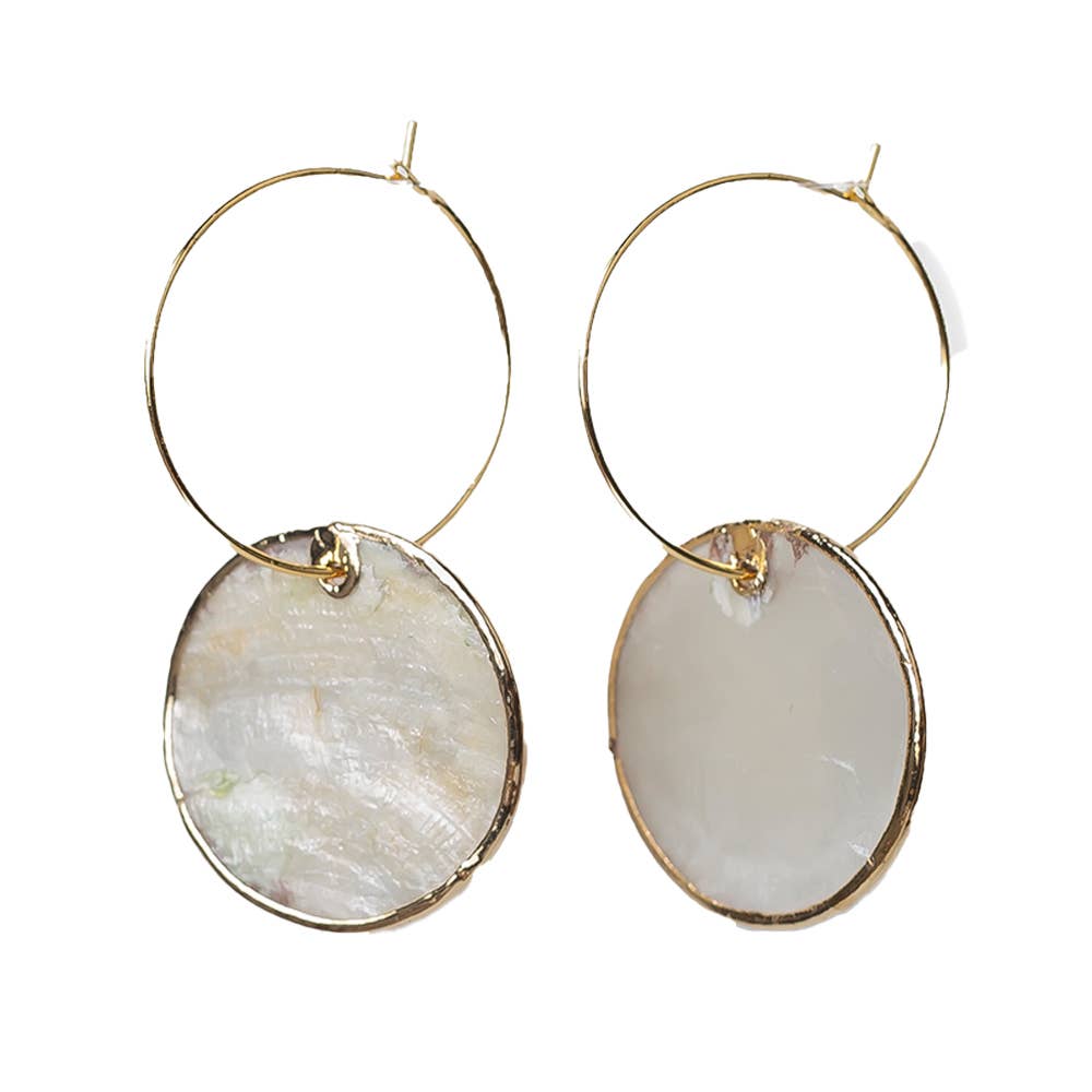 Capiz Shell-Circle Beach Earrings with lightweight boho coastal style for ocean lovers