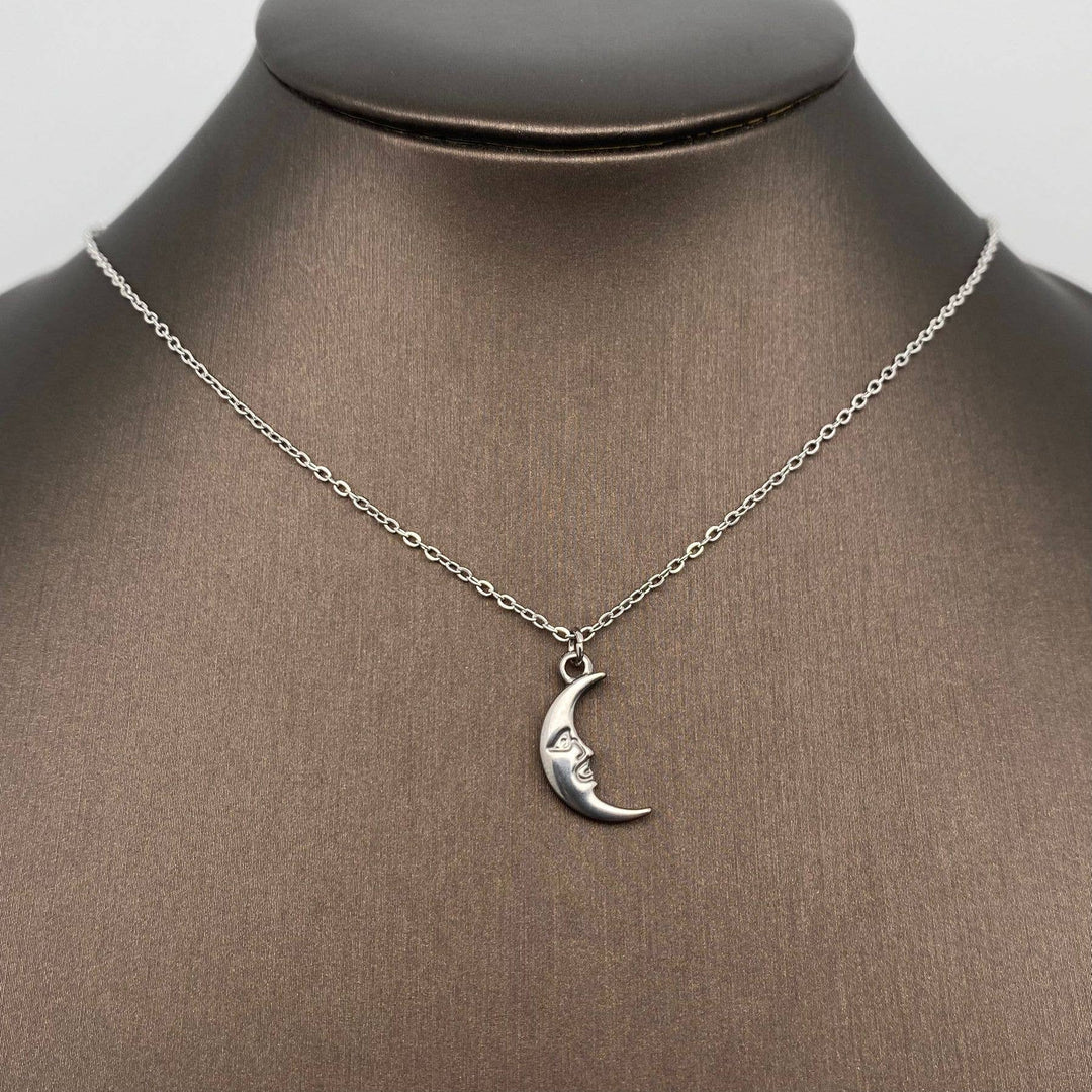 Crescent Moon Charm Necklace with boho coastal style from Anchored Soul boutique