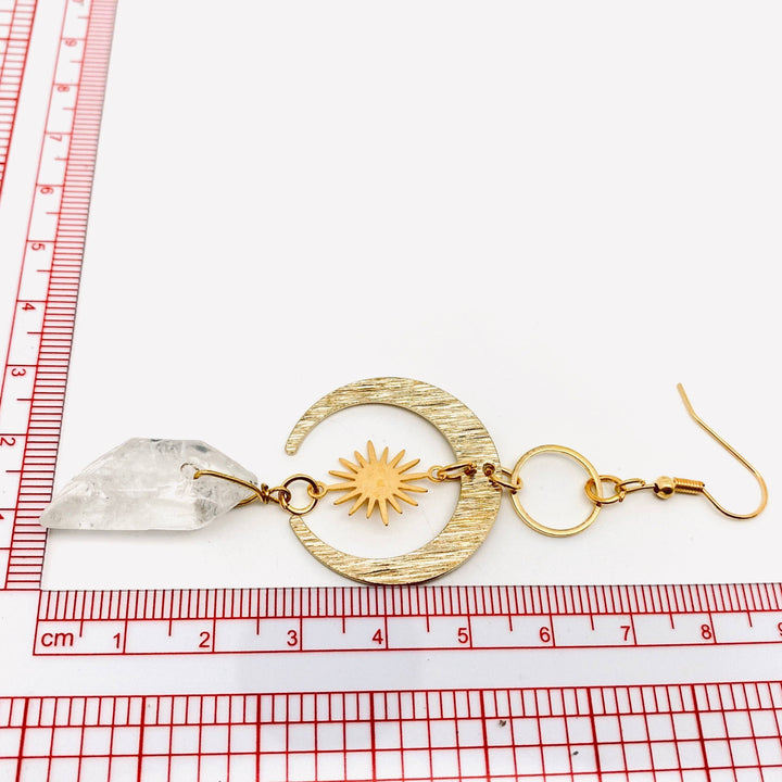 Moon &amp; Star Pendant Golden Earrings