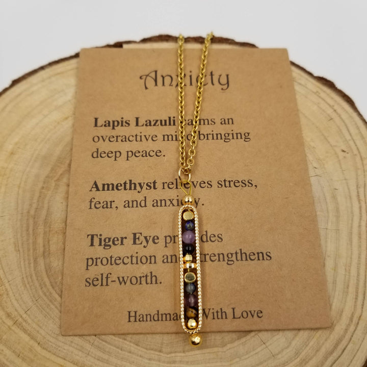 Natural Stone Wishing Bead Gift Necklace with Card for Courage