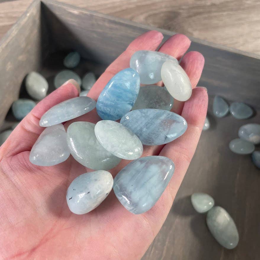 Aquamarine Tumbled Stones in Bulk - Sold by the Pound