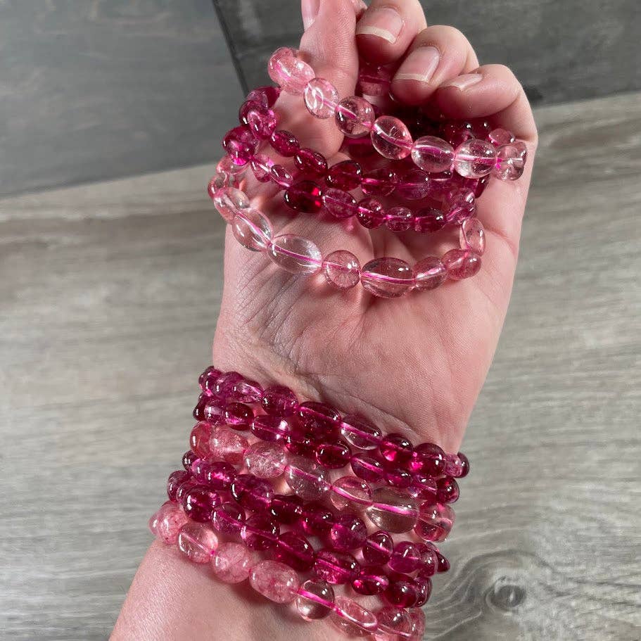 Healing crystal bracelets with natural nugget gemstones for boho spiritual layering