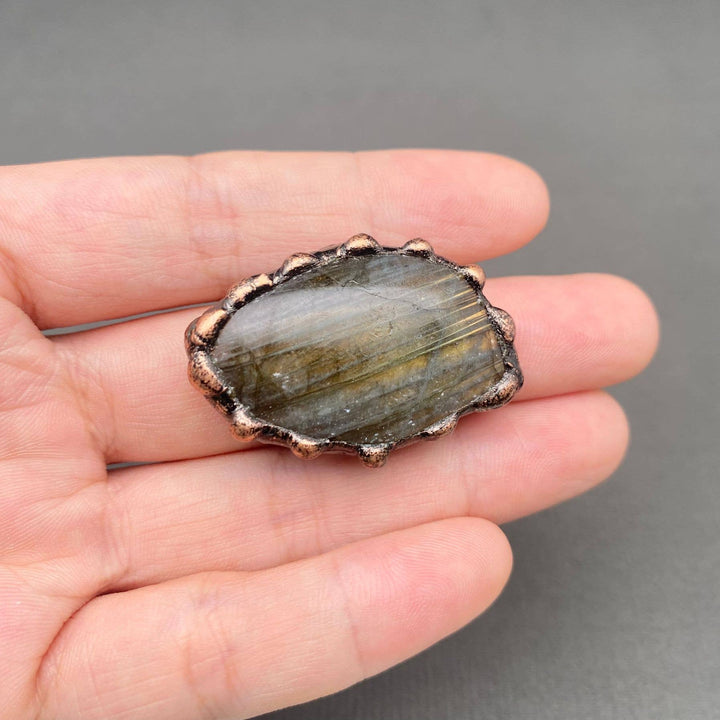 Vintage Anemousite Bronze Labradorite Adjustable Ring with coastal boho spiritual charm