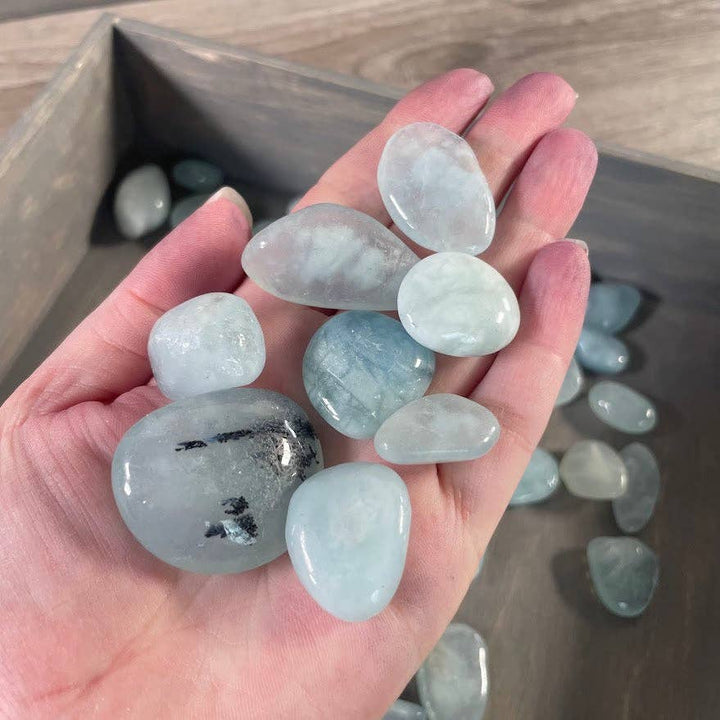 Aquamarine Tumbled Stones in Bulk - Sold by the Pound