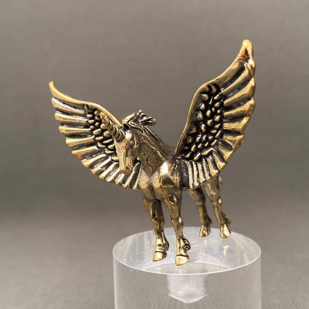 Brass Pegasus desktop ornament symbolizing freedom for boho coastal mystic home decor