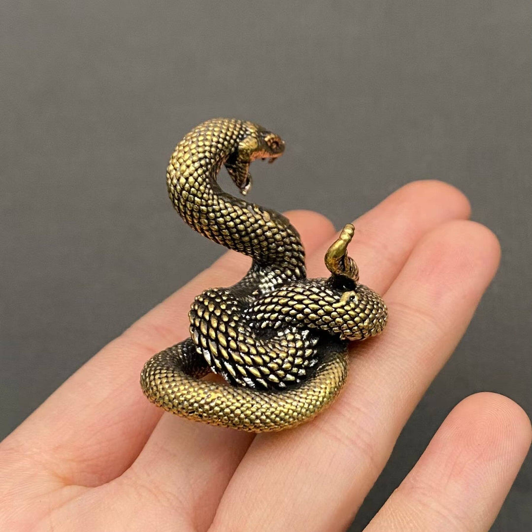Brass Python Snake Desktop Ornament symbolizing resilience and transformation for sacred boho spaces
