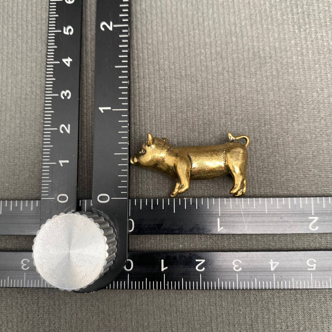 Brass Piglet Decoration Desktop Ornament symbolizing abundance prosperity and handcrafted boho charm