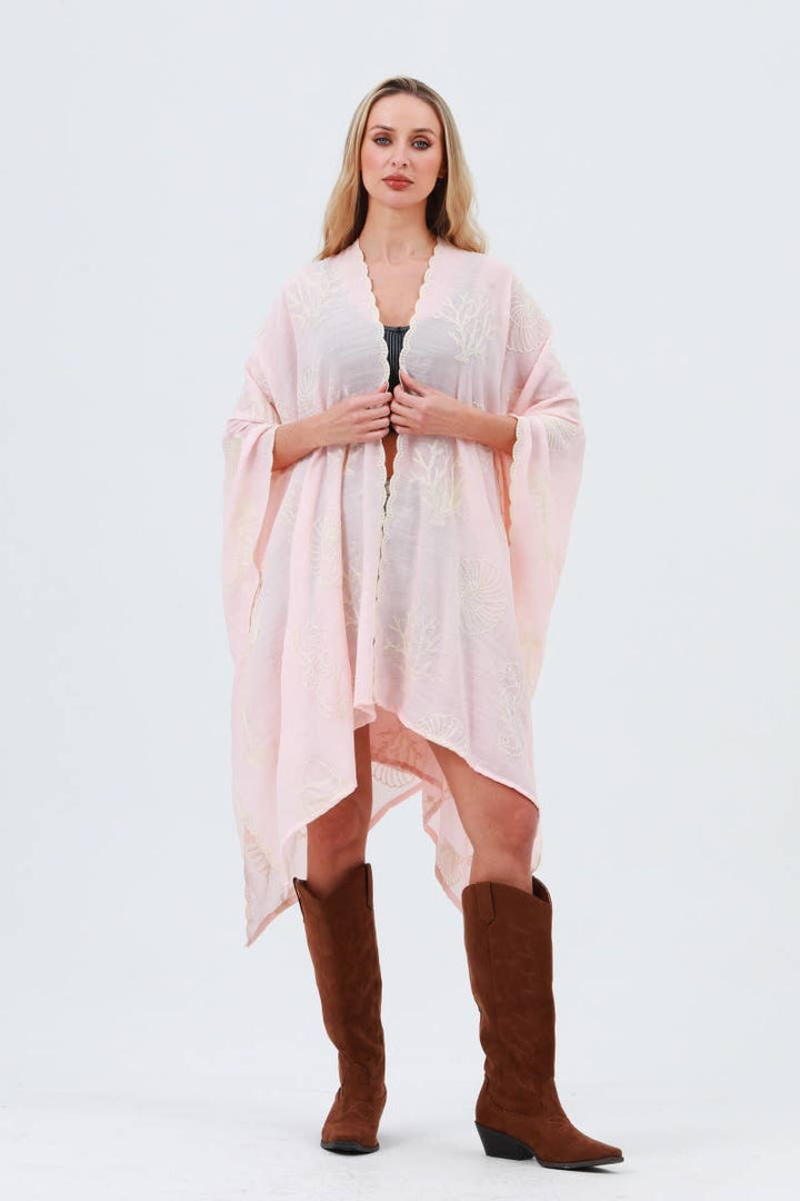 Ocean Embroidered Kimono Cover-Up