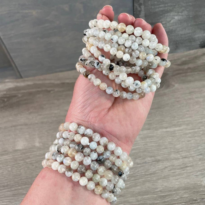 Healing Crystal Bracelets 6mm Round natural gemstone stretch stackable boho coastal jewelry
