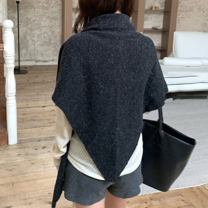 Thick Knit Triangle Wool Shawl